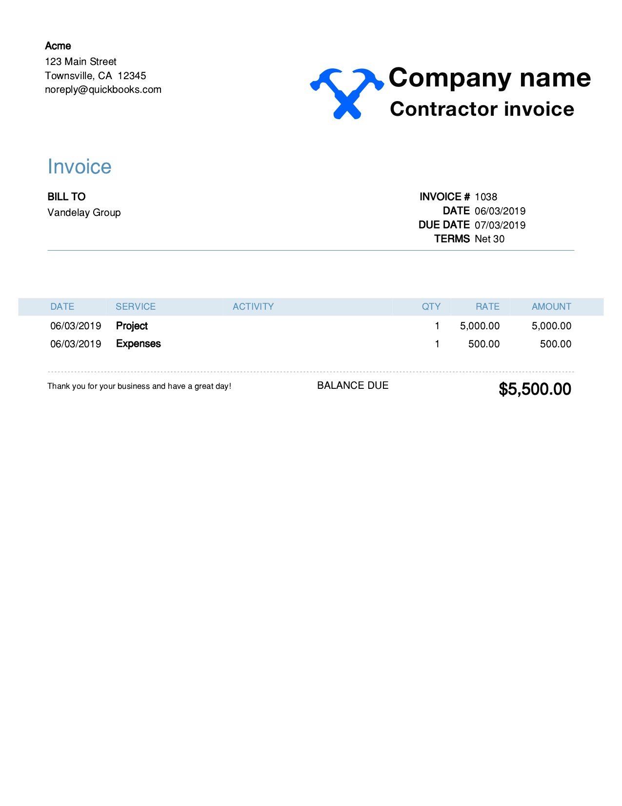 Free Contractor Invoice Template Customize And Send In 90 Seconds